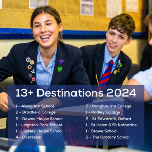 Our pupils go on to a wide range of senior schools when they leave us in Year 8.